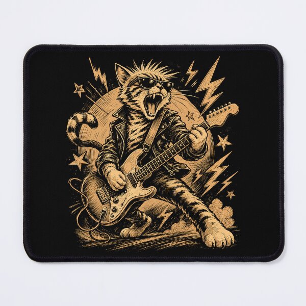 Item preview, vintage Rock Cat Playing Guitar Funny Guitar Cat designed and sold by Kladhadredo.