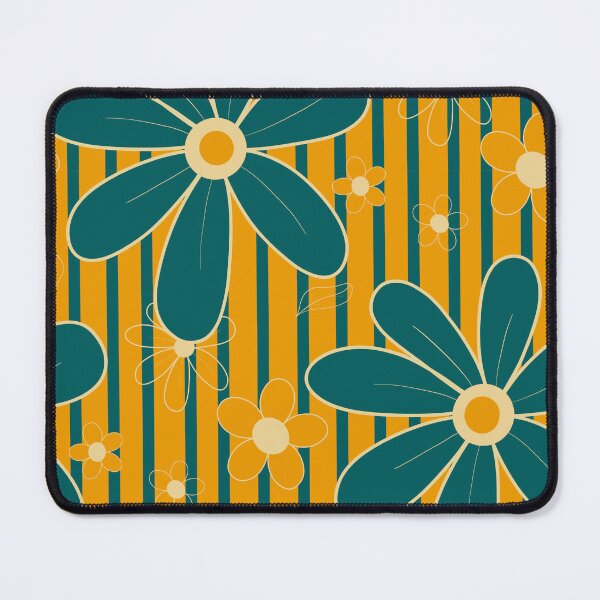 Item preview, Green stripes in a yellow field with green flowers 9B designed and sold by StefanStudioArt.