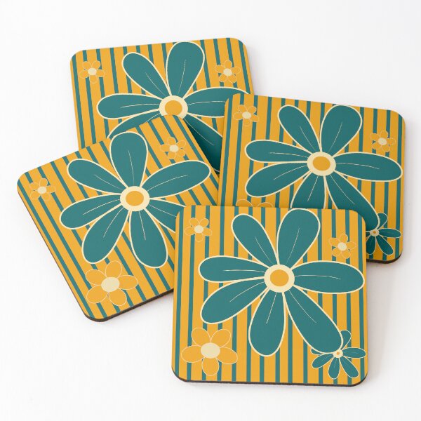 Item preview, Green stripes in a yellow field with green flowers 9B designed and sold by StefanStudioArt.