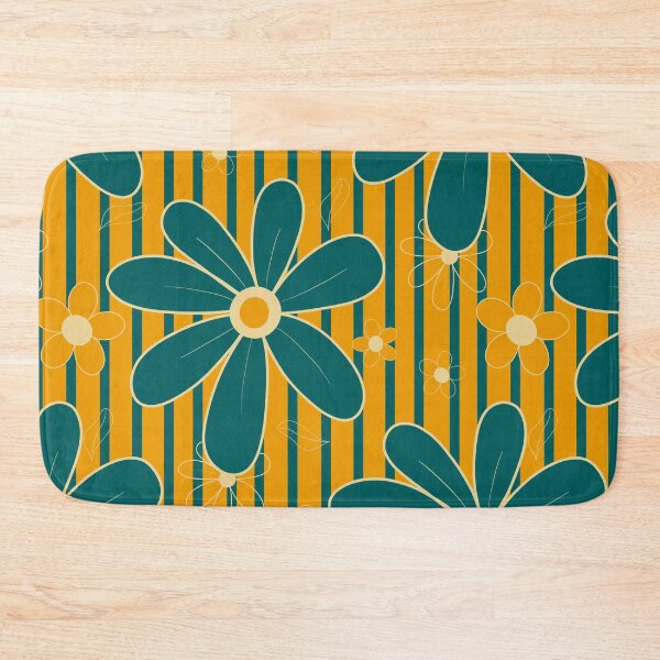 Item preview, Green stripes in a yellow field with green flowers 9B designed and sold by StefanStudioArt.