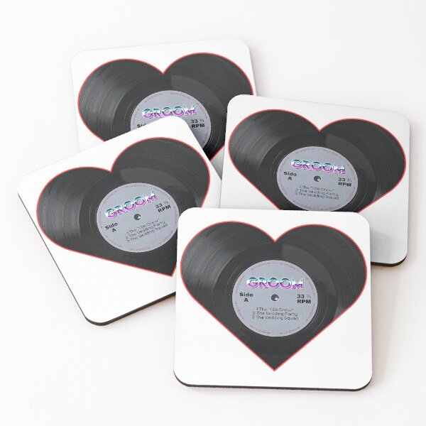 Item preview, Groom Heart Record Retro Wedding Party Design designed and sold by MusicFanTees.