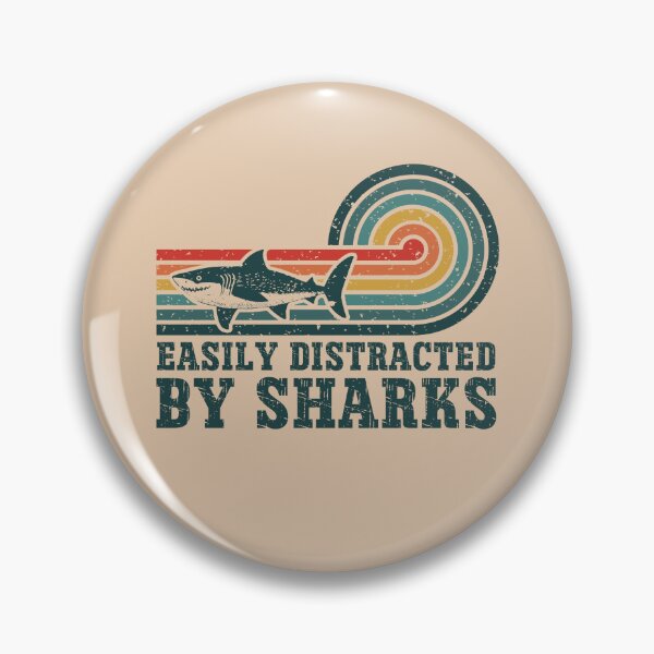 Item preview, Funny Easily Distracted By Sharks Retro Sunset Stripes designed and sold by Dmetalx Art Apparel.