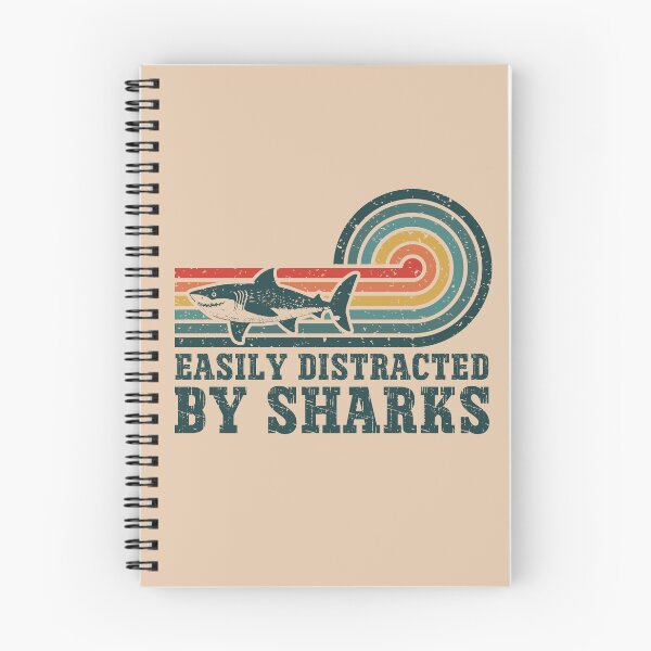 Item preview, Funny Easily Distracted By Sharks Retro Sunset Stripes designed and sold by Dmetalx Art Apparel.
