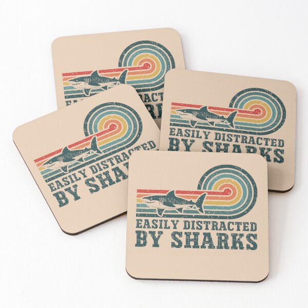 Item preview, Funny Easily Distracted By Sharks Retro Sunset Stripes designed and sold by Dmetalx Art Apparel.
