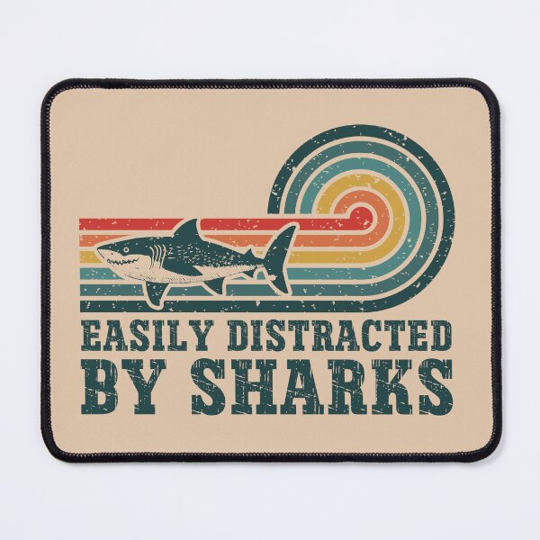 Item preview, Funny Easily Distracted By Sharks Retro Sunset Stripes designed and sold by Dmetalx Art Apparel.