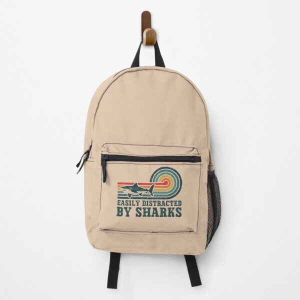 Item preview, Funny Easily Distracted By Sharks Retro Sunset Stripes designed and sold by Dmetalx Art Apparel.