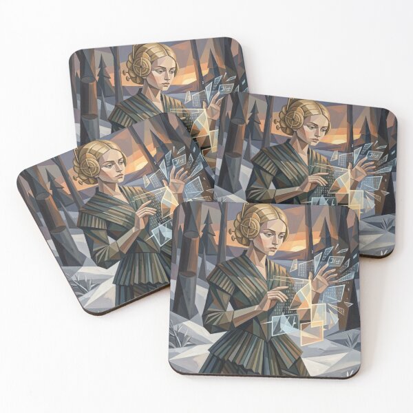 Item preview, ADA LOVELACE, CUBIST, PIONEER OF BINARY CODE PROGRAMMING, GEOMETRIC WINTER ART designed and sold by Curiosiart.