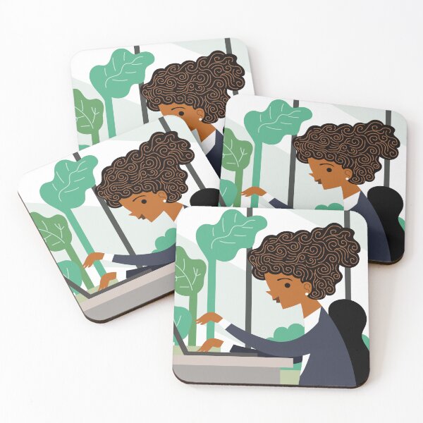 Item preview, happy black businesswoman working in a plant filled office designed and sold by matintheworld ( delcarmat ).