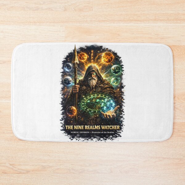 Item preview, The Nine Realms Watcher Norse Wizard Yggdrasil Viking Fantasy T-Shirt designed and sold by Bizon2910.