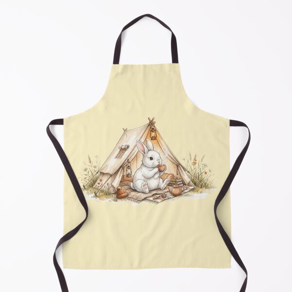 Item preview, Cute Watercolor White Bunny Drinking Tea in Camping Tent designed and sold by BreezifyDesignStudio.