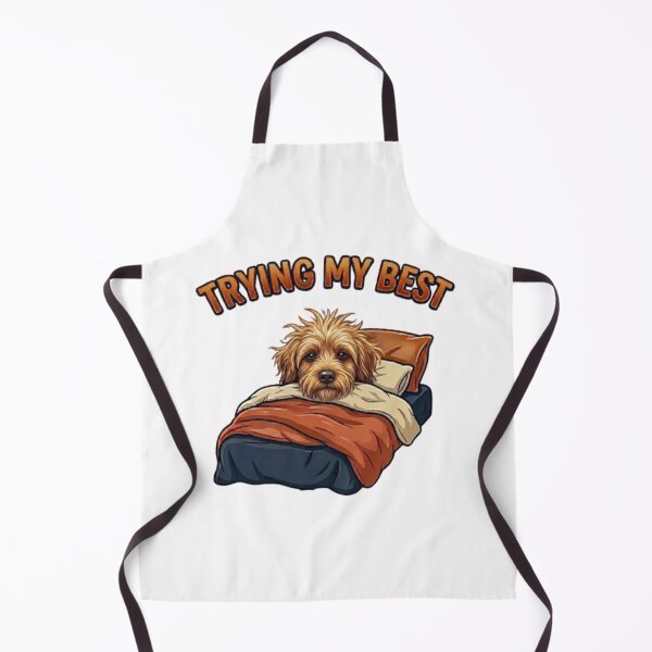 Item preview, Trying My Best Sleepy Dog – Funny Messy Hair Goldendoodle In Bed Cartoon designed and sold by Northern Glow Art.