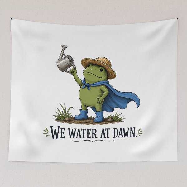 Item preview, We water at dawn – Funny Gardener Frog | Cottagecore Design for Gardening Enthusiasts designed and sold by medgh7.