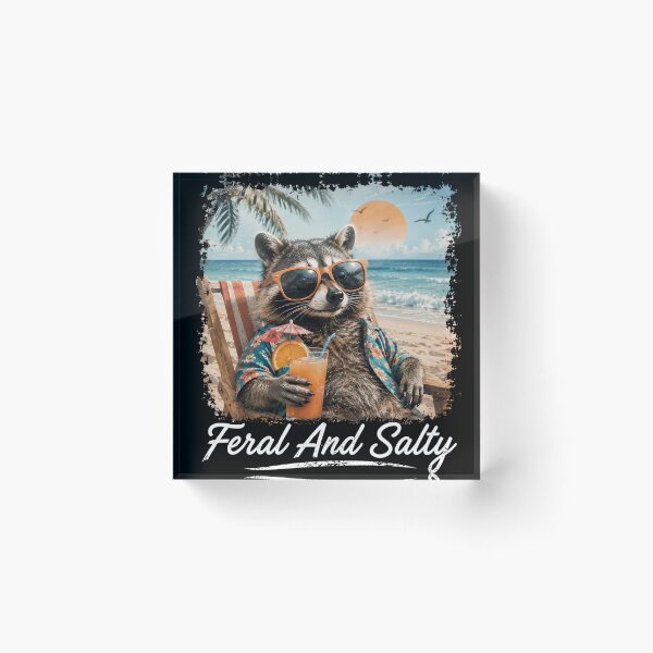 Item preview, Feral And Salty Funny Beach Raccoon Summer Coastal Vacation Humor  designed and sold by VGAfanatic.