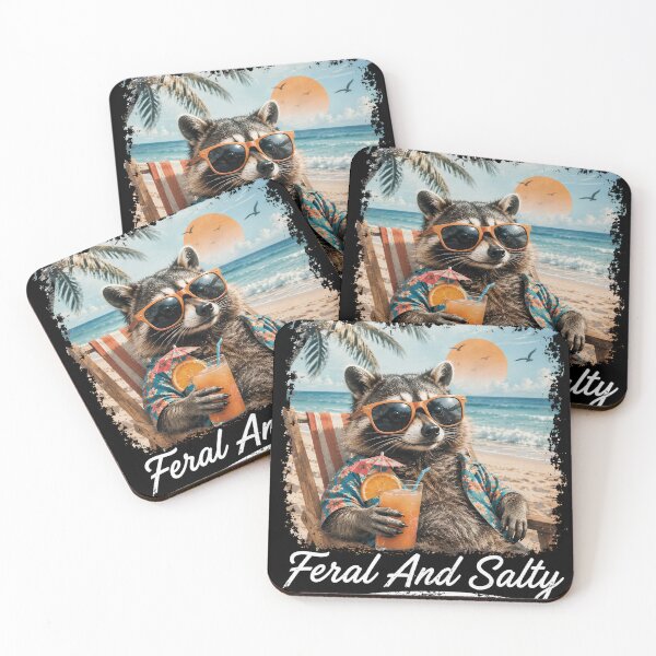 Item preview, Feral And Salty Funny Beach Raccoon Summer Coastal Vacation Humor  designed and sold by VGAfanatic.