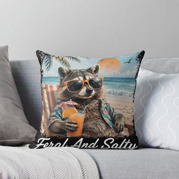 Item preview, Feral And Salty Funny Beach Raccoon Summer Coastal Vacation Humor  designed and sold by VGAfanatic.