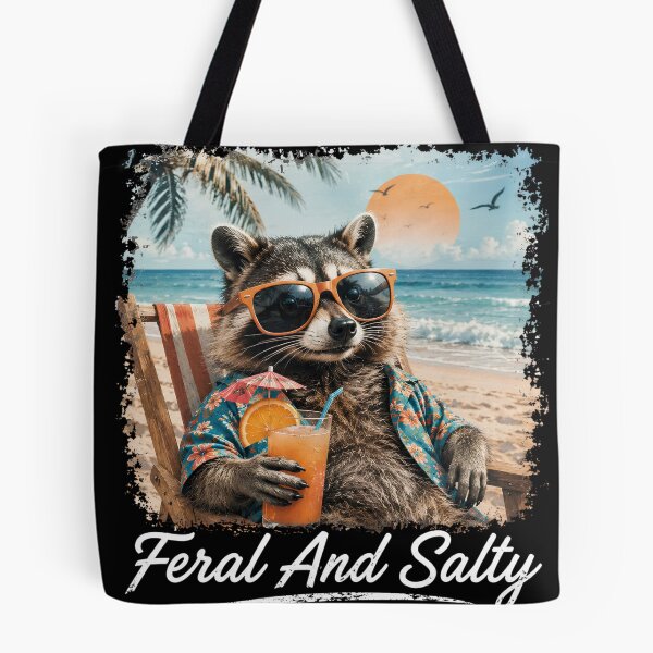 Item preview, Feral And Salty Funny Beach Raccoon Summer Coastal Vacation Humor  designed and sold by VGAfanatic.