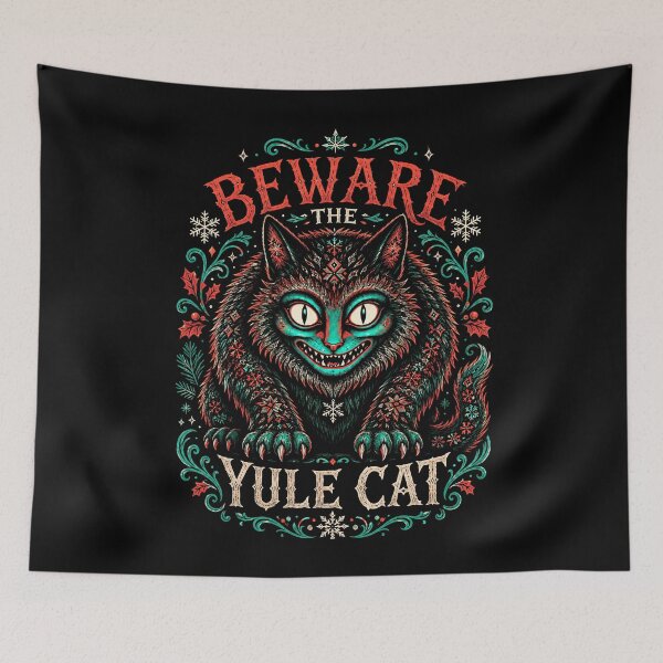 Item preview, Beware the Yule Cat Holiday Folklore Horror designed and sold by Victor Shadehorn.