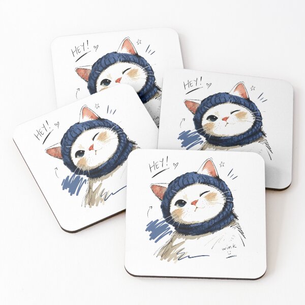 Item preview, Winking Cat with Cozy Knit Scarf – Funny Hand-Drawn Cat Art designed and sold by RamyGallery.