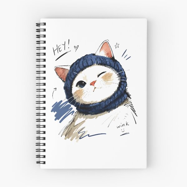 Item preview, Winking Cat with Cozy Knit Scarf – Funny Hand-Drawn Cat Art designed and sold by RamyGallery.