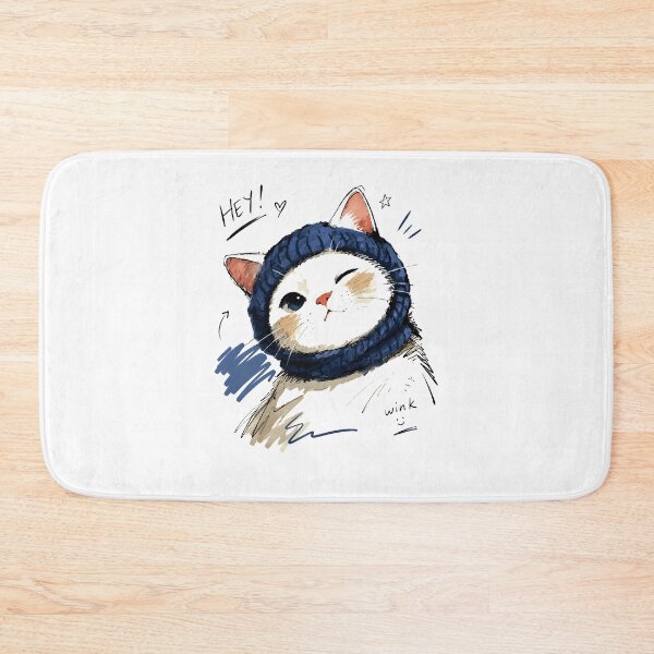 Item preview, Winking Cat with Cozy Knit Scarf – Funny Hand-Drawn Cat Art designed and sold by RamyGallery.