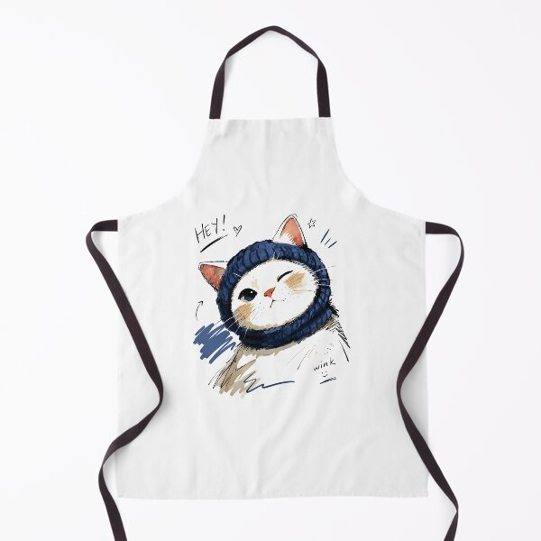 Item preview, Winking Cat with Cozy Knit Scarf – Funny Hand-Drawn Cat Art designed and sold by RamyGallery.