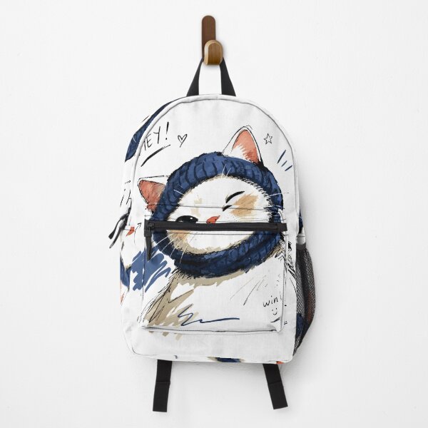 Item preview, Winking Cat with Cozy Knit Scarf – Funny Hand-Drawn Cat Art designed and sold by RamyGallery.