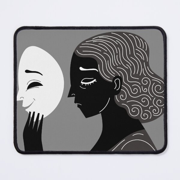 Item preview, sad woman hiding her sadness behind a smiling mask designed and sold by matintheworld ( delcarmat ).