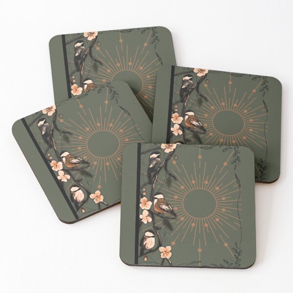 Item preview, Boho Celestial Sun with Chickadees and Pink Blossoms designed and sold by ArtistsAtticWI.