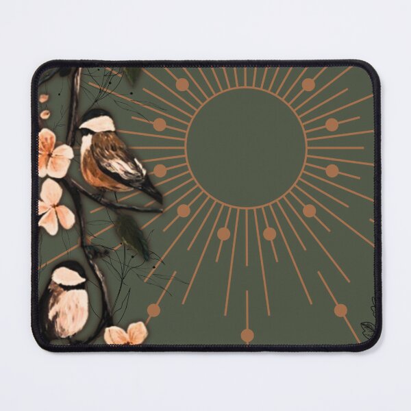 Item preview, Boho Celestial Sun with Chickadees and Pink Blossoms designed and sold by ArtistsAtticWI.