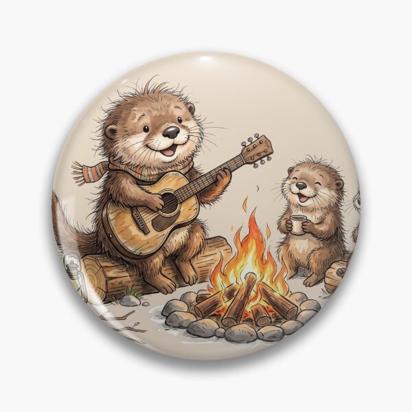 Item preview, Cute Watercolor Sea Otters Playing Guitar by Campfire Art designed and sold by BreezifyDesignStudio.