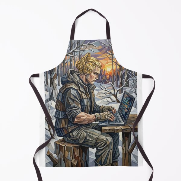 Item preview, WINTER DIGITAL NOMAD HACKER IN THE SNOWY FOREST GEOMETRIC ART designed and sold by Curiosiart.