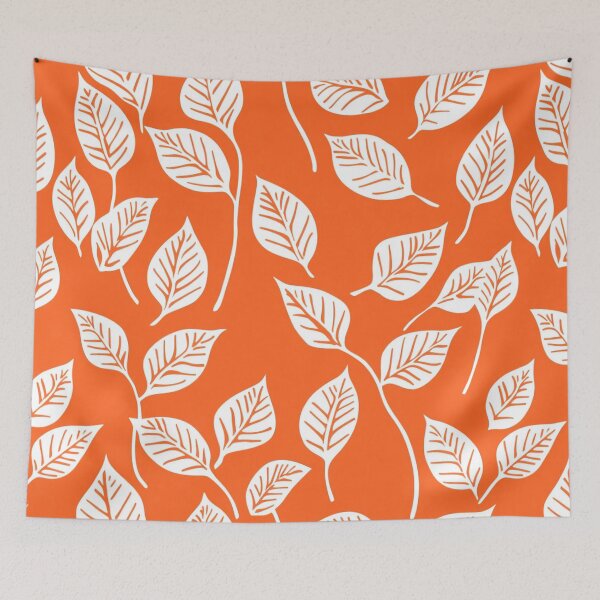 Item preview, Vibrant Autumn: Orange & White Botanical Pattern designed and sold by LiveLearnCreate.