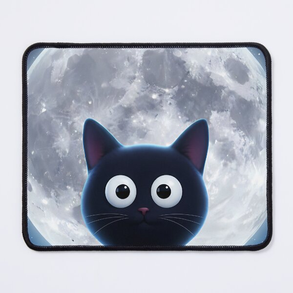 Item preview, Cute Black Cat Under Full Moon Night Sky Whimsical Art designed and sold by MCVersa2026.