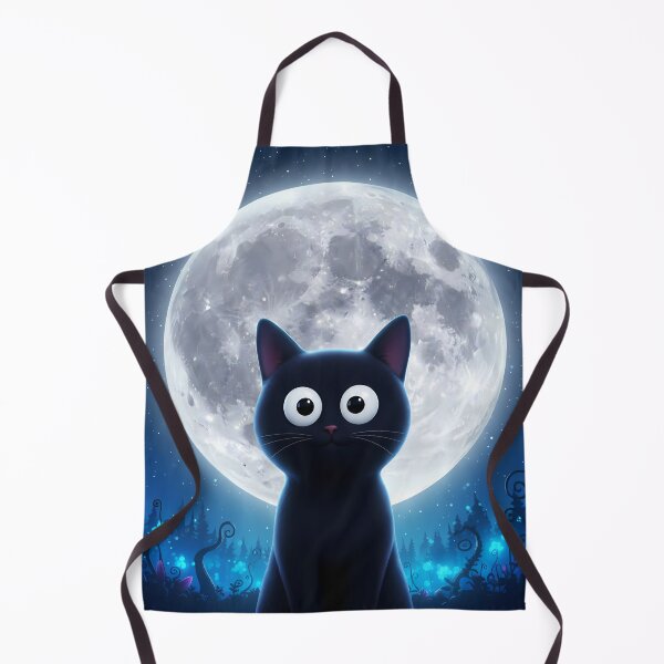 Item preview, Cute Black Cat Under Full Moon Night Sky Whimsical Art designed and sold by MCVersa2026.