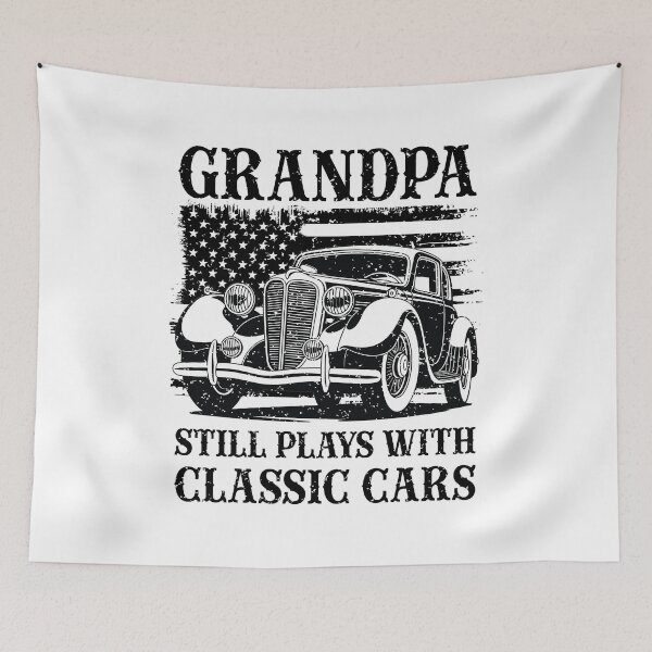 Item preview, Grandpa Still Plays With Classic Cars Vintage American Flag designed and sold by Dmetalx Art Apparel.