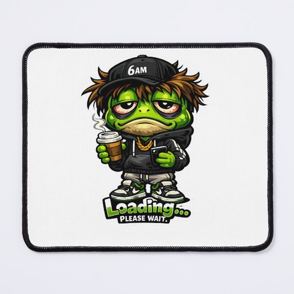 Item preview, Loading... Please Wait Frog – Funny 6 AM Gym Cartoon Mascot Sticker designed and sold by Aesthicer.