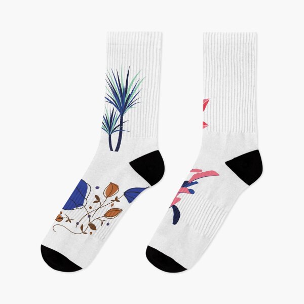 Item preview, Abstract Tropical Botanical Illustration | Modern Blue & Pink Flowers and Leaves | Minimalist Floral Art designed and sold by medgh7.