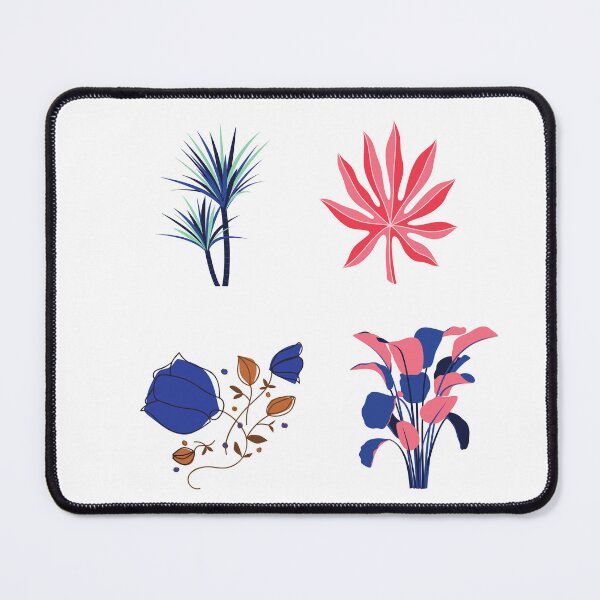 Item preview, Abstract Tropical Botanical Illustration | Modern Blue & Pink Flowers and Leaves | Minimalist Floral Art designed and sold by medgh7.