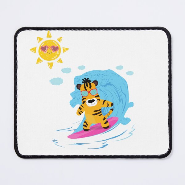 Item preview, Cute Surfing Tiger | Summer Beach Vibes | Kawaii Wave Rider designed and sold by Emianartstudio.
