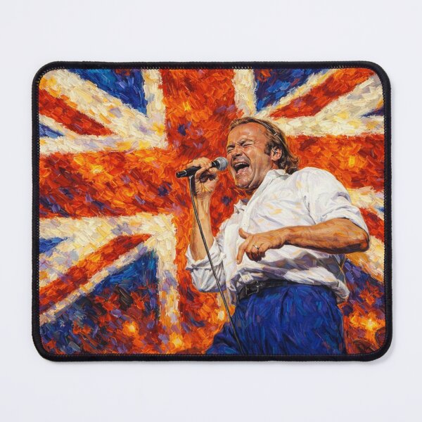 Item preview, Painting of Phil Collins Singing in Front of the British Flag designed and sold by Halifaxartguy.