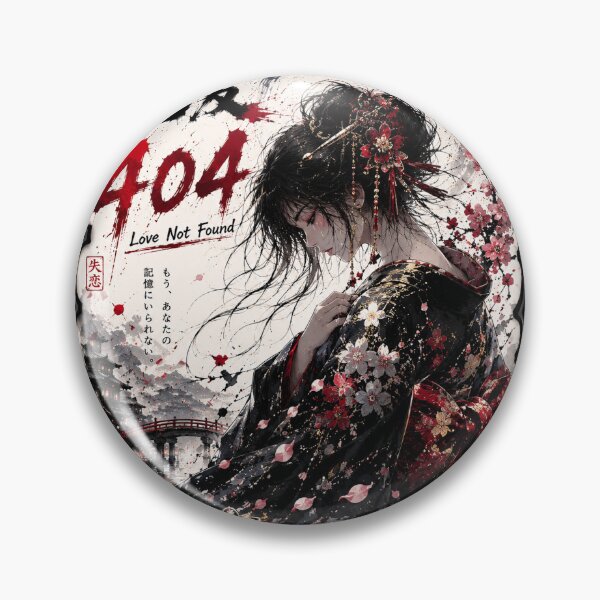 Item preview, Love Not Found Error 404 Japanese Kanji Art (恋愛 404) - Dark Melancholy Sakura Design designed and sold by Japan-kanji-ya.