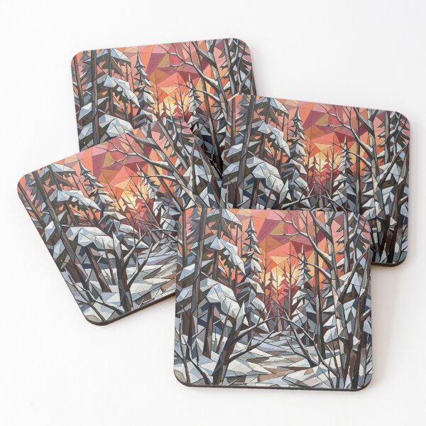 Item preview, GEOMETRIC WINTER FOREST CUBIST SUNSET SNOW AND TREES designed and sold by Curiosiart.