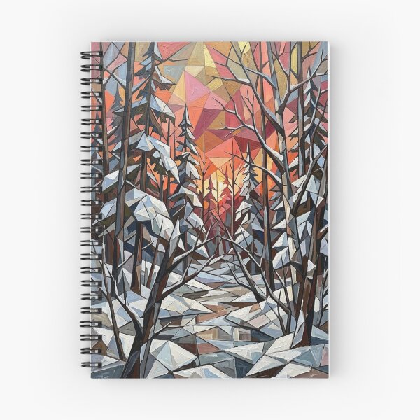 Item preview, GEOMETRIC WINTER FOREST CUBIST SUNSET SNOW AND TREES designed and sold by Curiosiart.