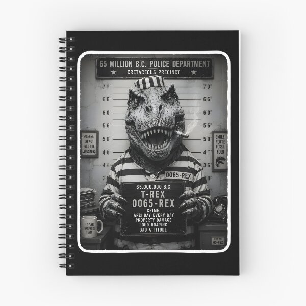 Item preview, Funny T-Rex Mugshot Police Lineup Poster | Dinosaur Prisoner Parody Sticker Art designed and sold by PreeCha Art & Co..