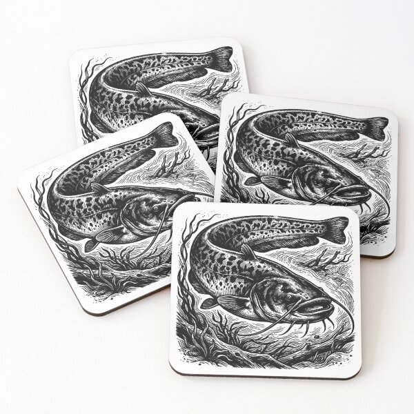 Item preview, Vintage Woodcut Wels Catfish Illustration designed and sold by DuckOddity.
