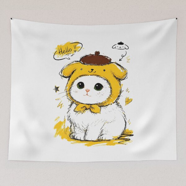 Item preview, Cute Cat Pudding Hat Hello Adorable Art designed and sold by RamyGallery.