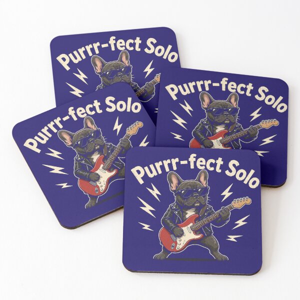 Item preview, Purrr-fect Solo. French Buldog play on electric guitar  designed and sold by Evelashop.