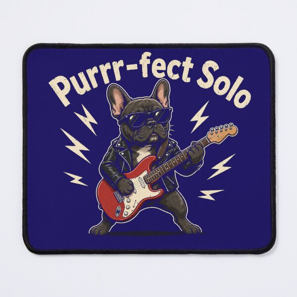 Item preview, Purrr-fect Solo. French Buldog play on electric guitar designed and sold by Evelashop.