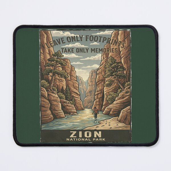Item preview, Leave Only Footprints Zion National Park — Take Only Memories Conservation Poster Art designed and sold by MālamaThreads.