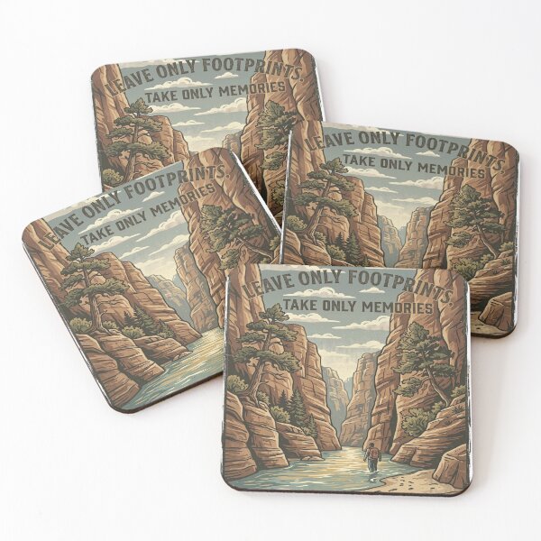 Item preview, Leave Only Footprints Zion National Park — Take Only Memories Conservation Poster Art designed and sold by MālamaThreads.